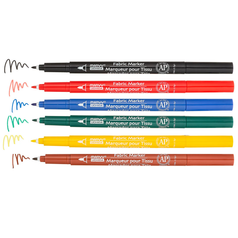 Marvy Fine Fabric Marker Primary Set Of 6