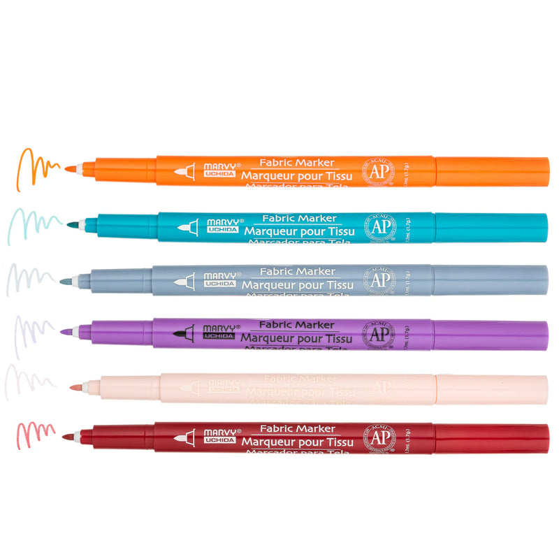 Marvy Fine Fabric Marker Pastel Set Of 6