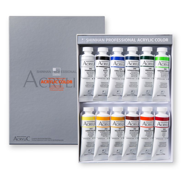 ShinHan Professional 50ml Acrylic Paints Set Of 12 Set A