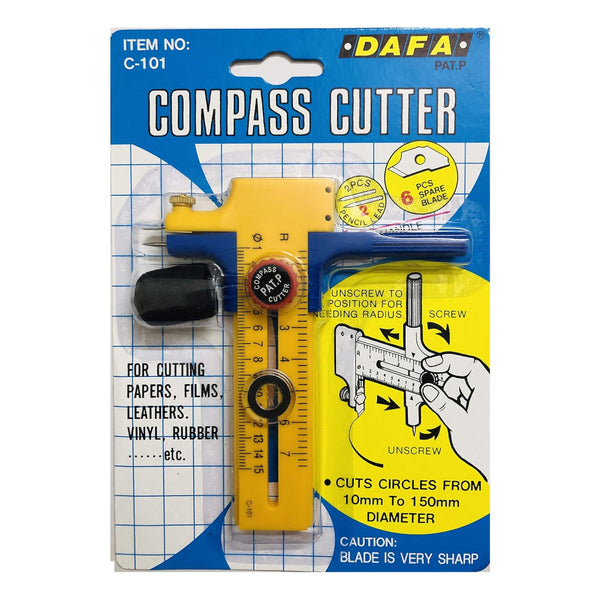 Dafa C-101 Compass Cutter 6 Blades 2 Leads - 1 to 15cm