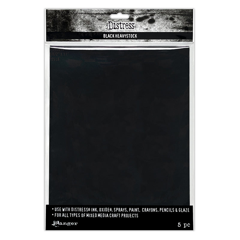 Ranger Distress 8.5X11 INCH Heavystock Black Pack of 5