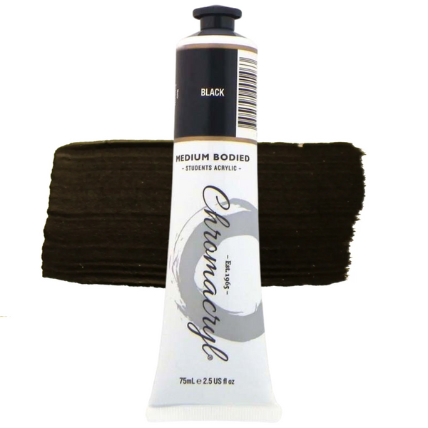 Chromacryl Medium Bodied Student Acrylic Paint 75ml#Colour_BLACK