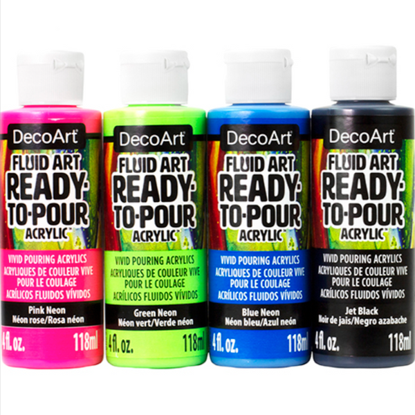 Decoart Fluidart Neon Blast Pouring Kit Set Of 4