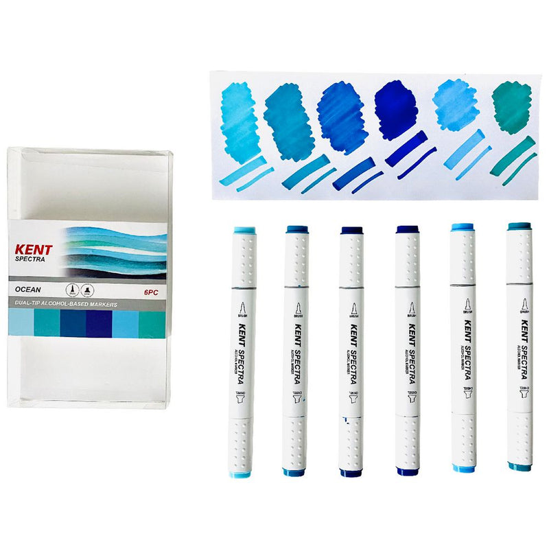 Kent Spectra Graphic Design Marker Ocean Set Of 6