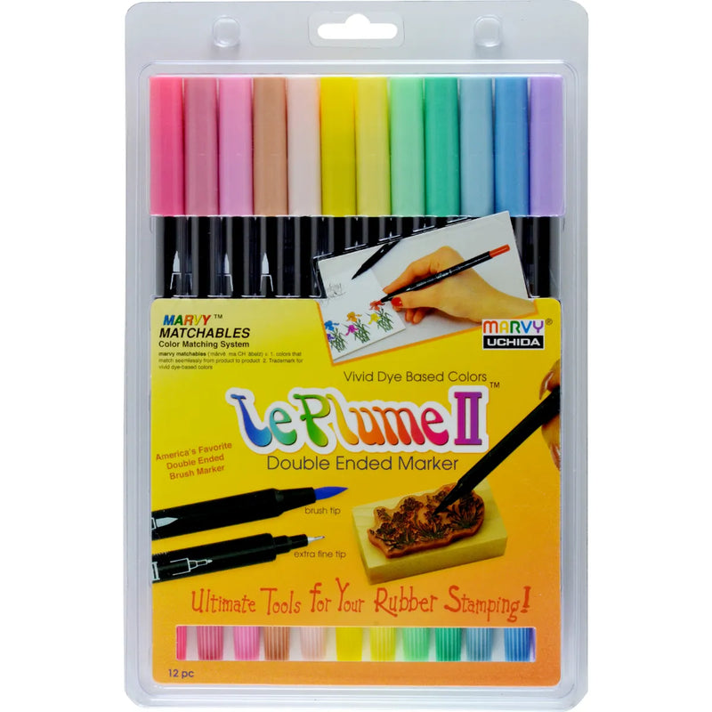 Marvy Le Plume II Dual Tip Marker Pastel Set Of 12