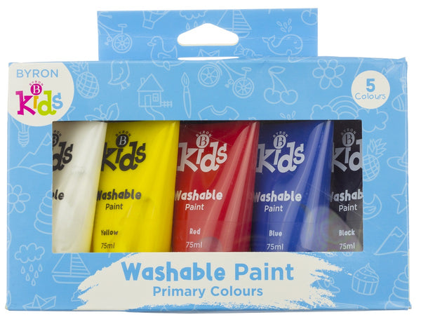 Jasart Byron Kids 75ml Wash Paints Primary Set of 5