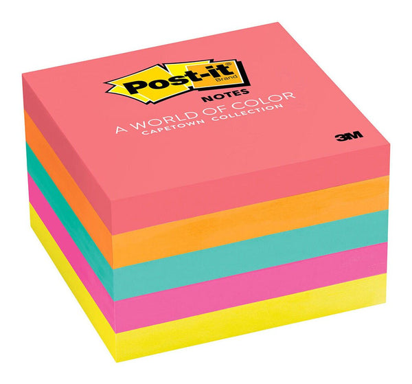 post-it notes 654-5pk capetown collection 76x76mm 100 sheet pads pack of 5