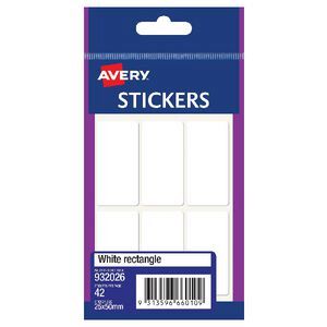 avery label white rectangle 25x50mm 6up 7 sheets