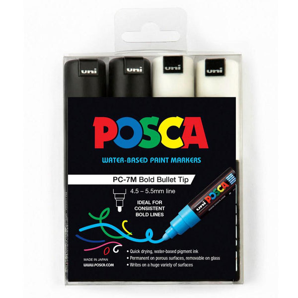 POSCA PC-7M Art Paint Marker Pens Large Bullet Tip Drawing Drafting Poster  Coloring Markers Black Metal Glass Terracotta Fabric 