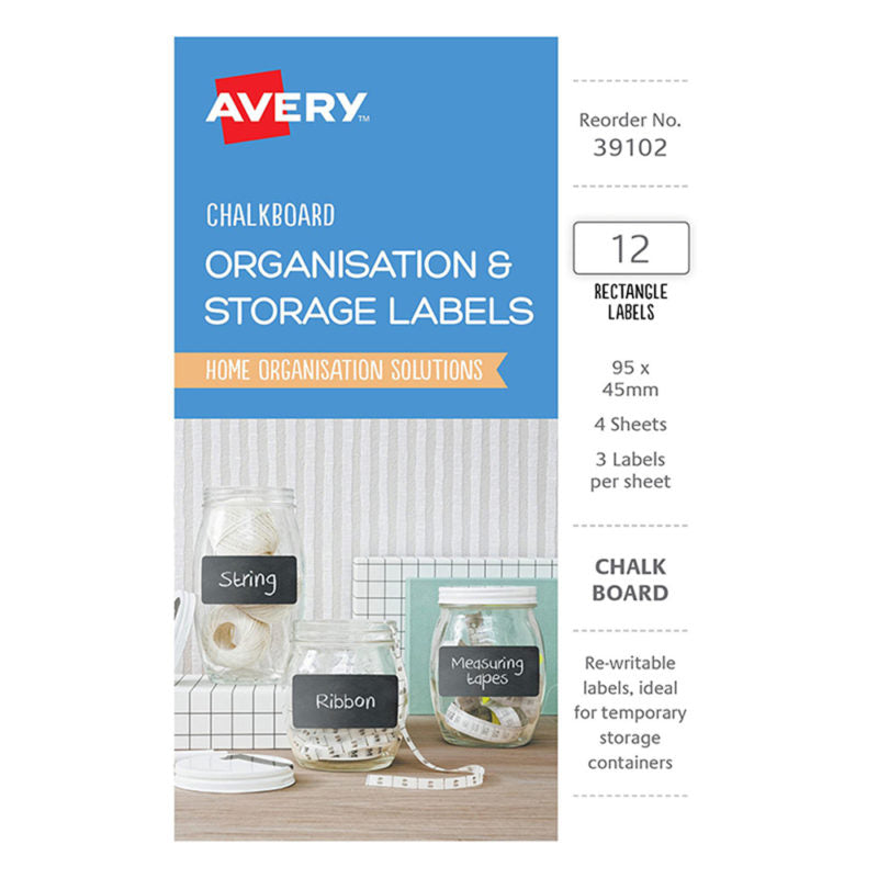 avery chalkboard o&s labels - a6 rect 95x48mm 4 sheets