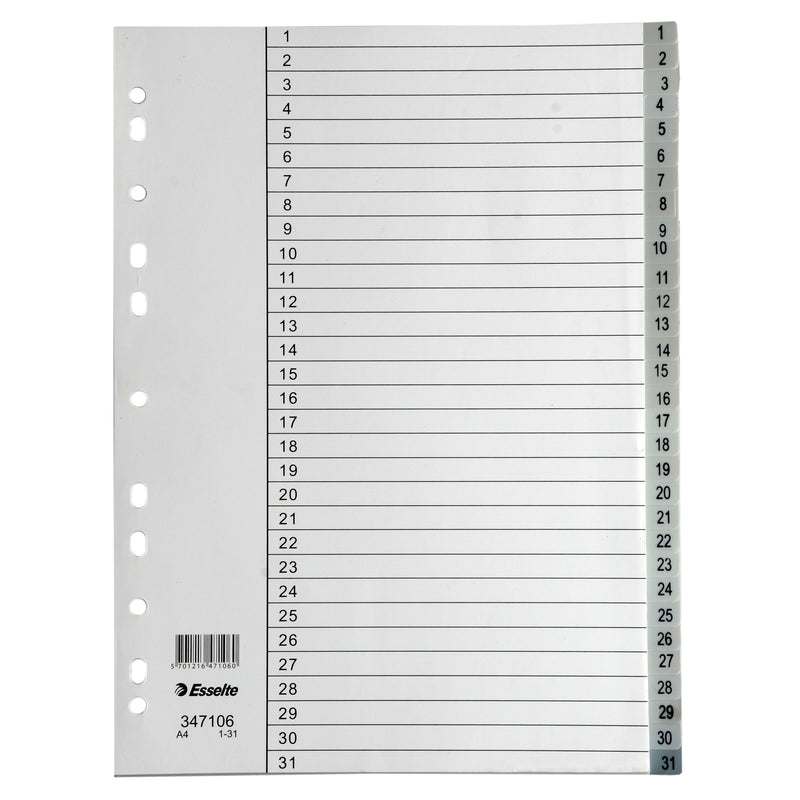 esselte indices polyprop a4 grey