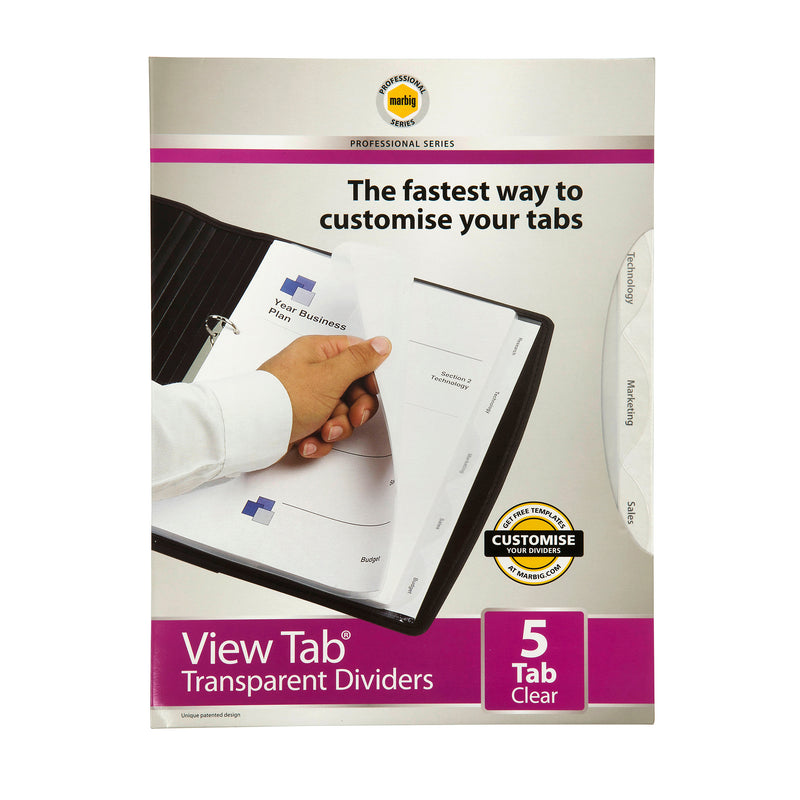 marbig® professional indices & dividers 5 tab polyprop a4