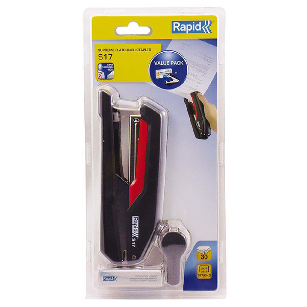 rapid stapler full strip s17 black/red clamshell value pack