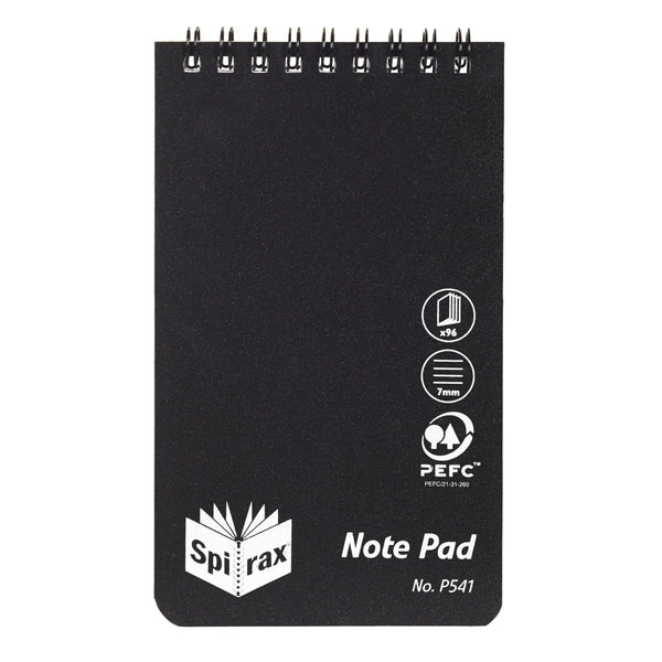 spirax p541 pp notebook 96 pages black t/o - pack of 5