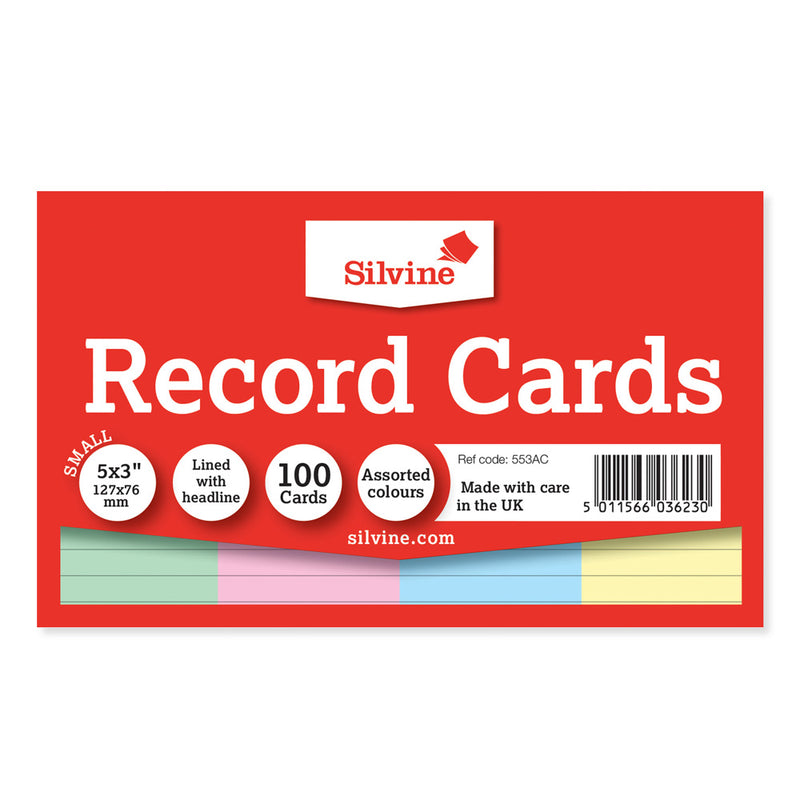 Silvine Record Cards 5x3"