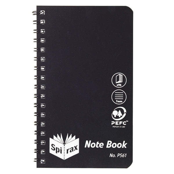 spirax p561 pp notebook 147x87mm s/o 96 pages black