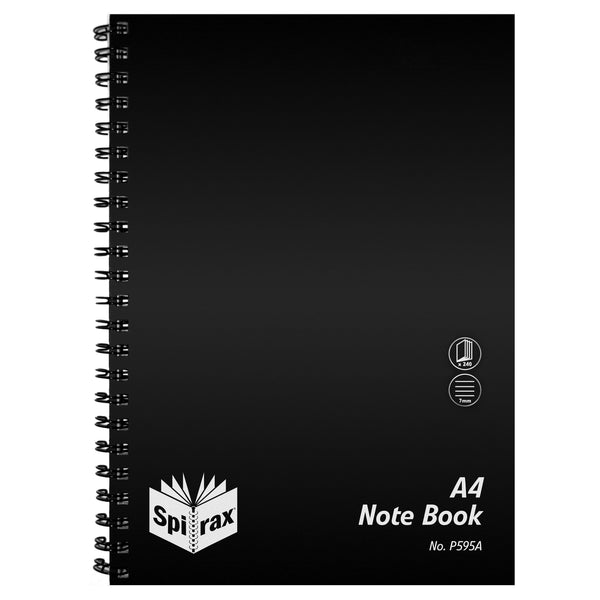 spirax p595a pp notebook a4 240 page black s/o - pack of 5