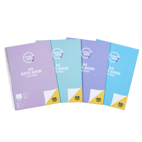 spirax kode pastel note book a4 120 page - pack of 25