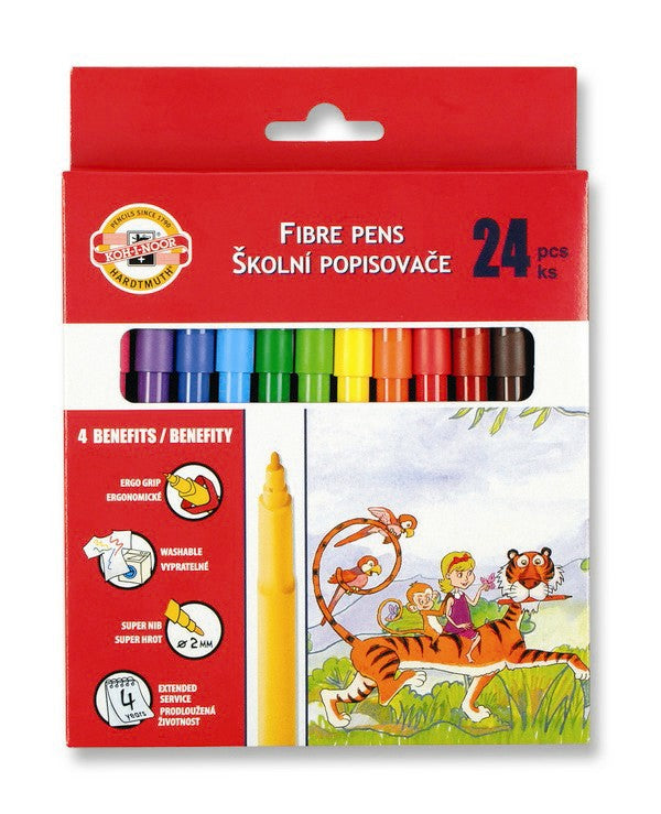 Koh-I-Noor Fibre Triangle Grip Pen Set of 24