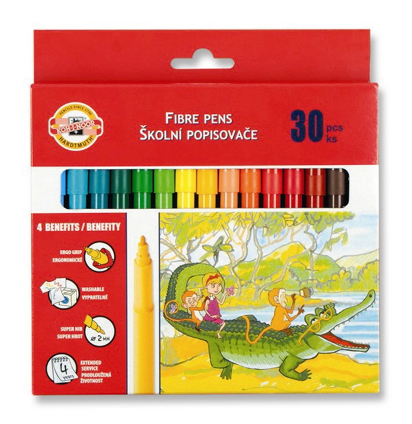 Koh-I-Noor Fibre Triangle Grip Pen Set of 30