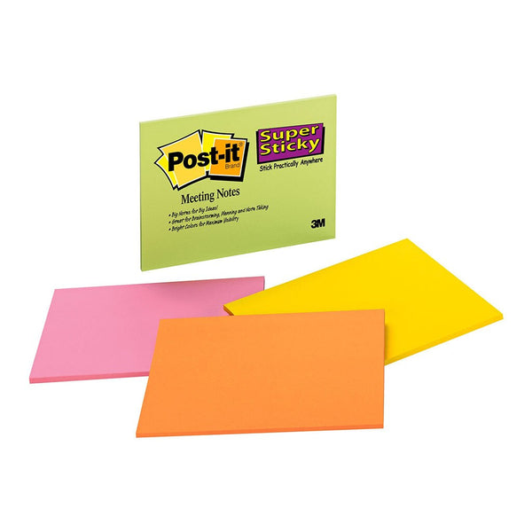 post-it super sticky lined notes 660-ss asst colours 101mm x 152mm 90 sheet pads pack of 1