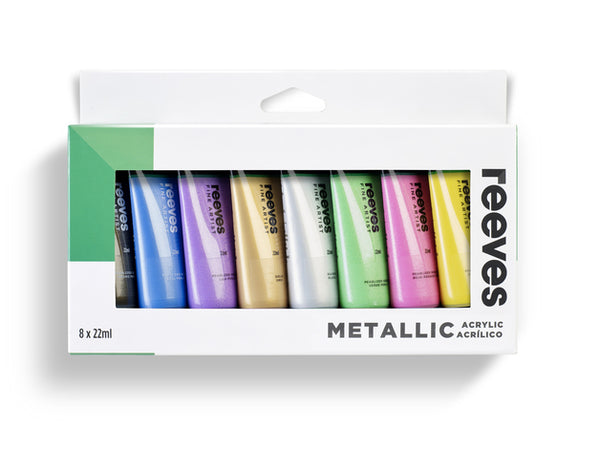 Reeves Acrylic Paint 22ml Set of 8 Metallic