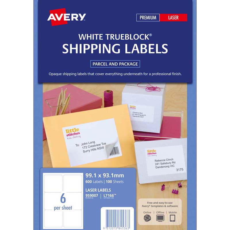 avery shipping laser labels l7166-100 100 sheets