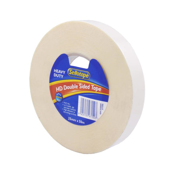 Sellotape Heavy Duty Double Sided Pvc Tape 25mm X 50m