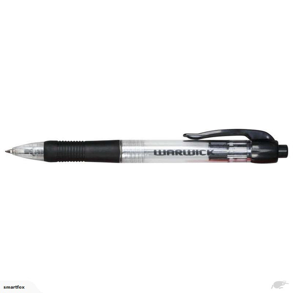 warwick pen ballpoint retractable MEDIUM box 12 comfort grip#colour_BLACK