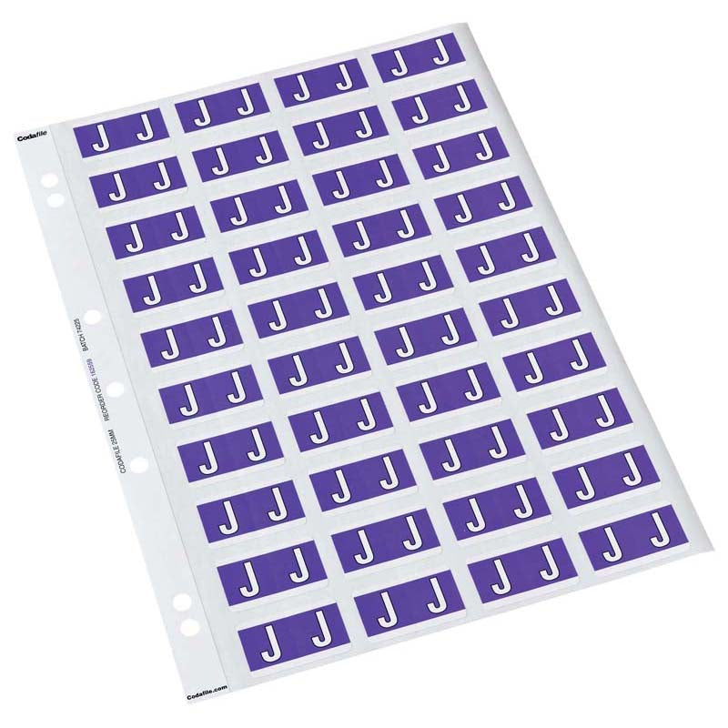 codafile label alpha 25MM PACK OF 5 sheets