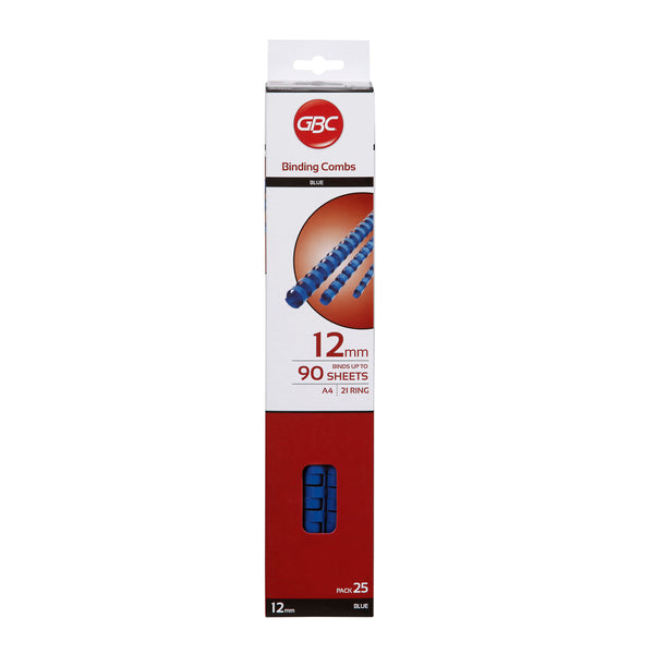 gbc plastic 21 loop 12mm blue pack#Pack Size_PACK OF 25