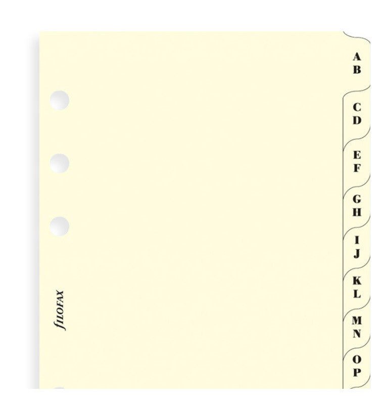 Filofax A5 Organiser A - Z Index Cream, 2 Letters/Tab