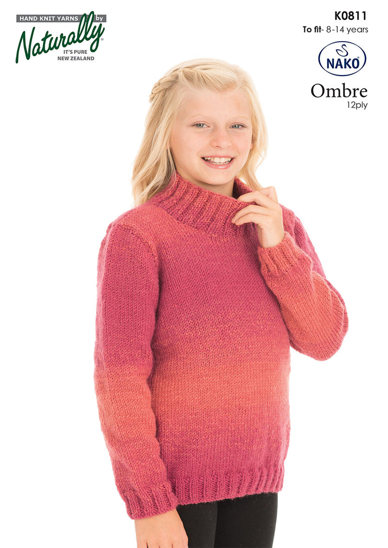 Naturally Pattern Leaflet Ombre 12ply Kids/Sweater