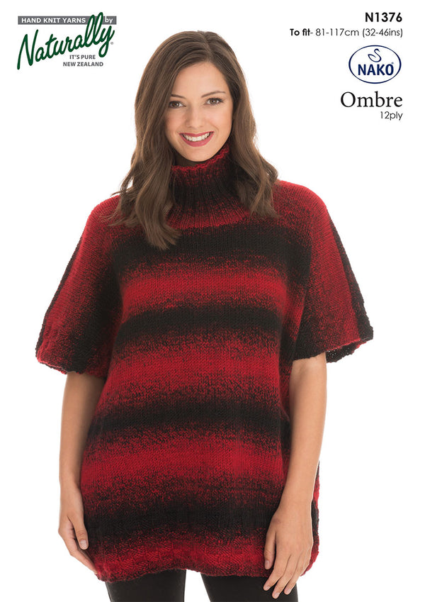 Naturally Pattern Leaflet Ombre 12ply Womens/Poncho