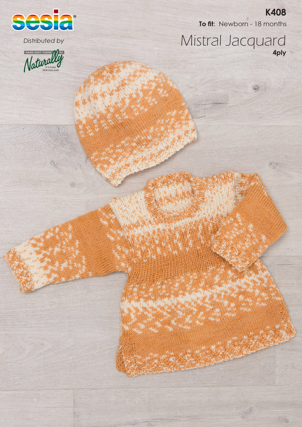 Naturally Pattern Leaflet Sesia Mistral Jacquard Kids/Sweater & Hat