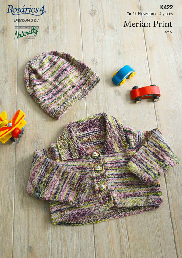 Naturally Pattern Leaflet Merian Print 4Ply Kids/Jacket & Hat