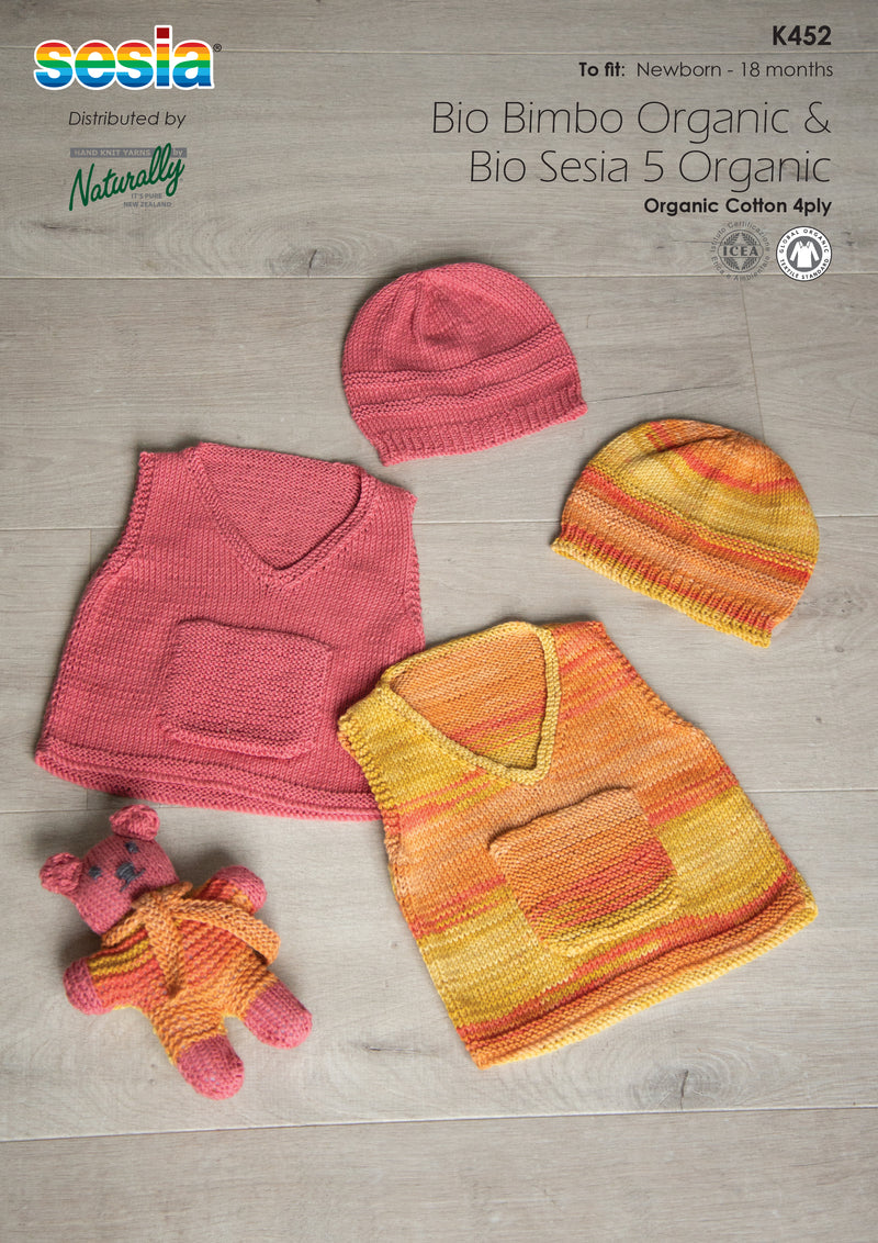 Naturally & Sessia Pattern Leaflet Bio Bimbo 5 Kids/vest, Hat & Teddy