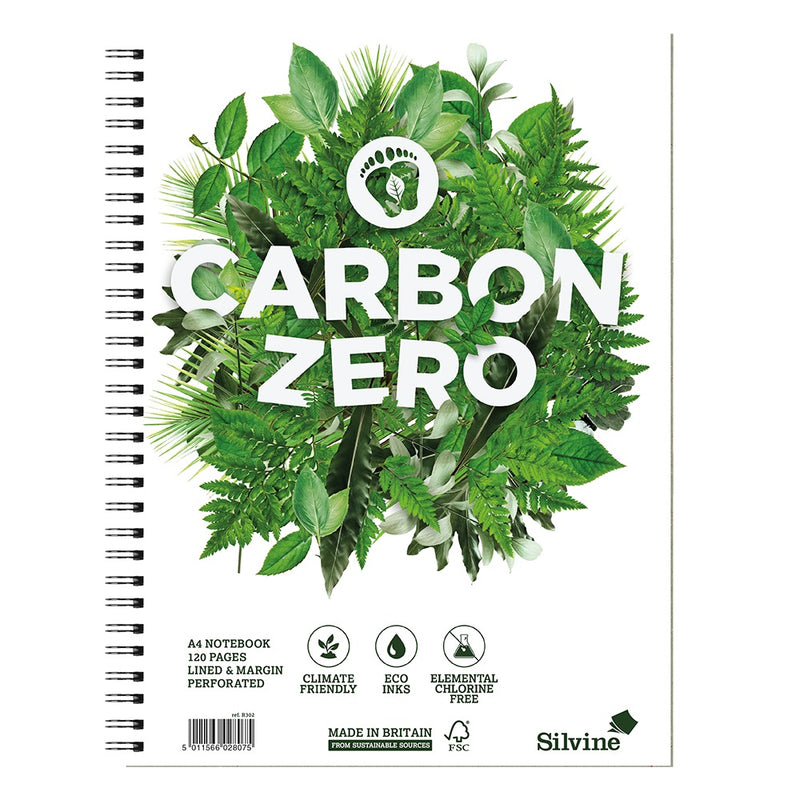 Silvine Carbon Zero Twin Wire Notebook 120 Pages Ruled with Margin