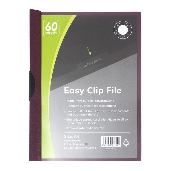 OSC Clip Easy File A4 60 Sheet#Colour_BURGUNDY